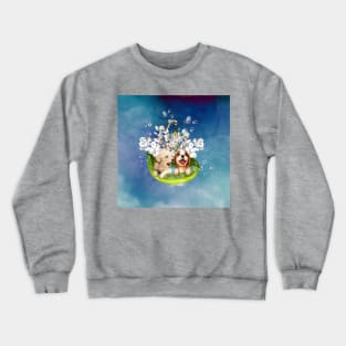 Cute puppys playing in the water Crewneck Sweatshirt